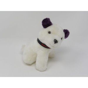 Vintage RCA Nipper Stuffed Dog 6" H White with Black Ears